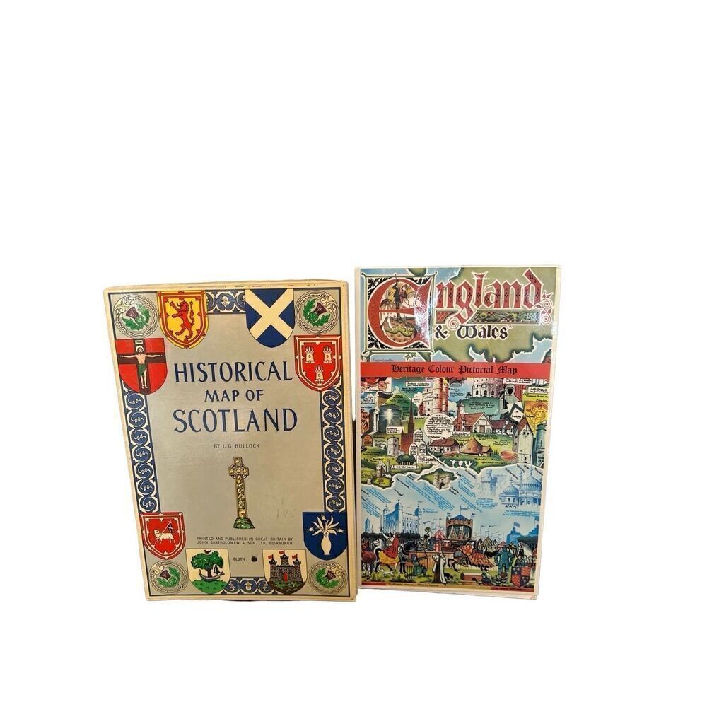 Lot of 2 Vintage Maps Scotland England